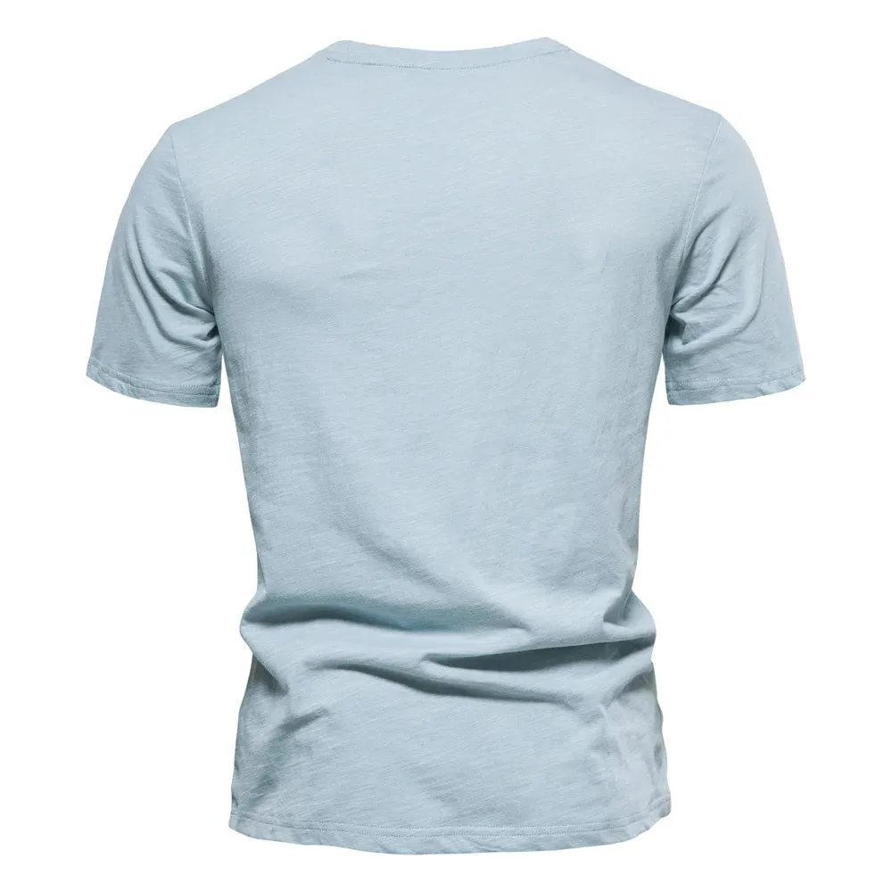 100% Cotton Men's T-shirts Single Pocket Fashion Solid Color Casual Tshirts for Men Brand Quality Tops Tees New Summer