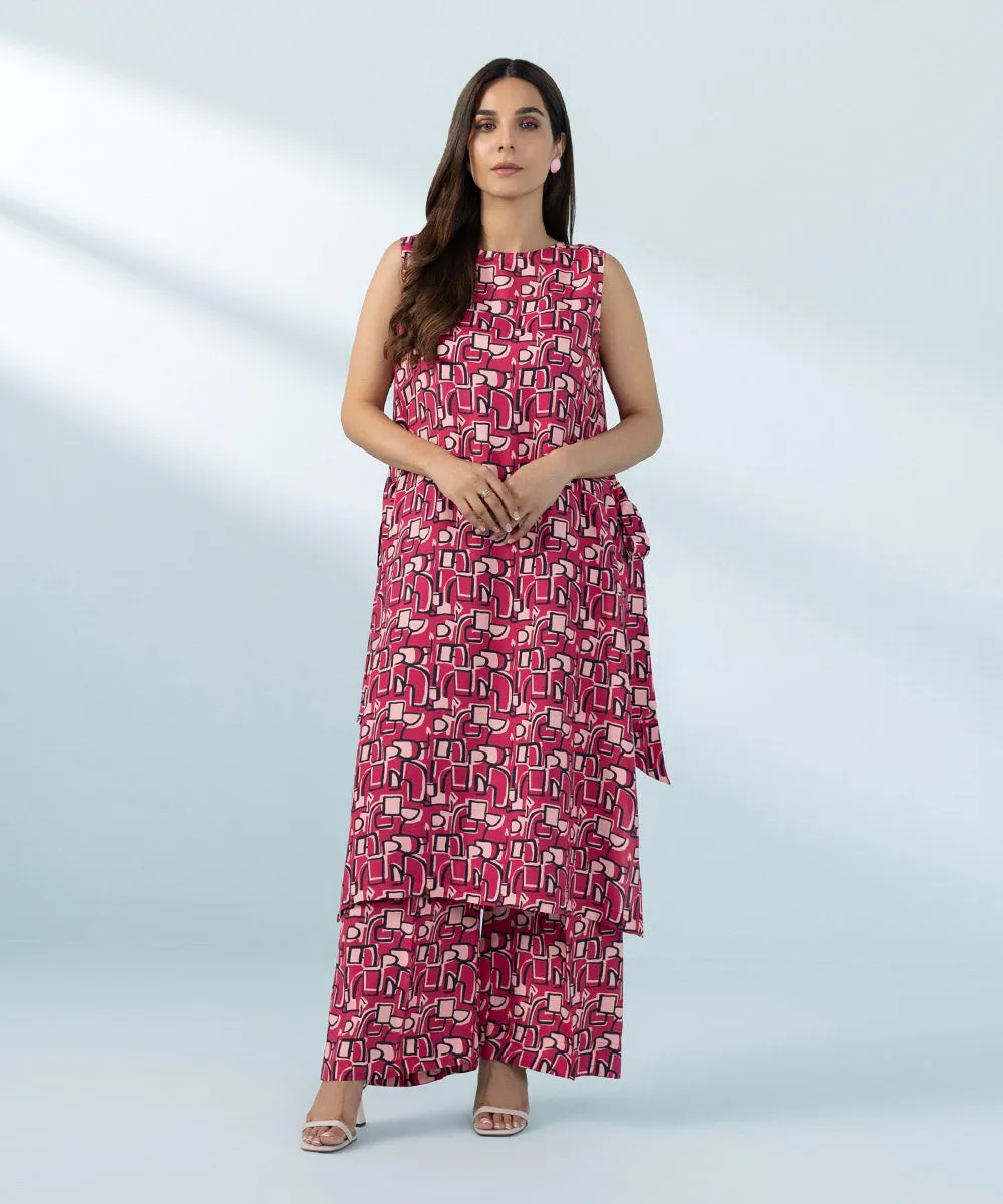 2 Piece - Printed Raw Silk Suit