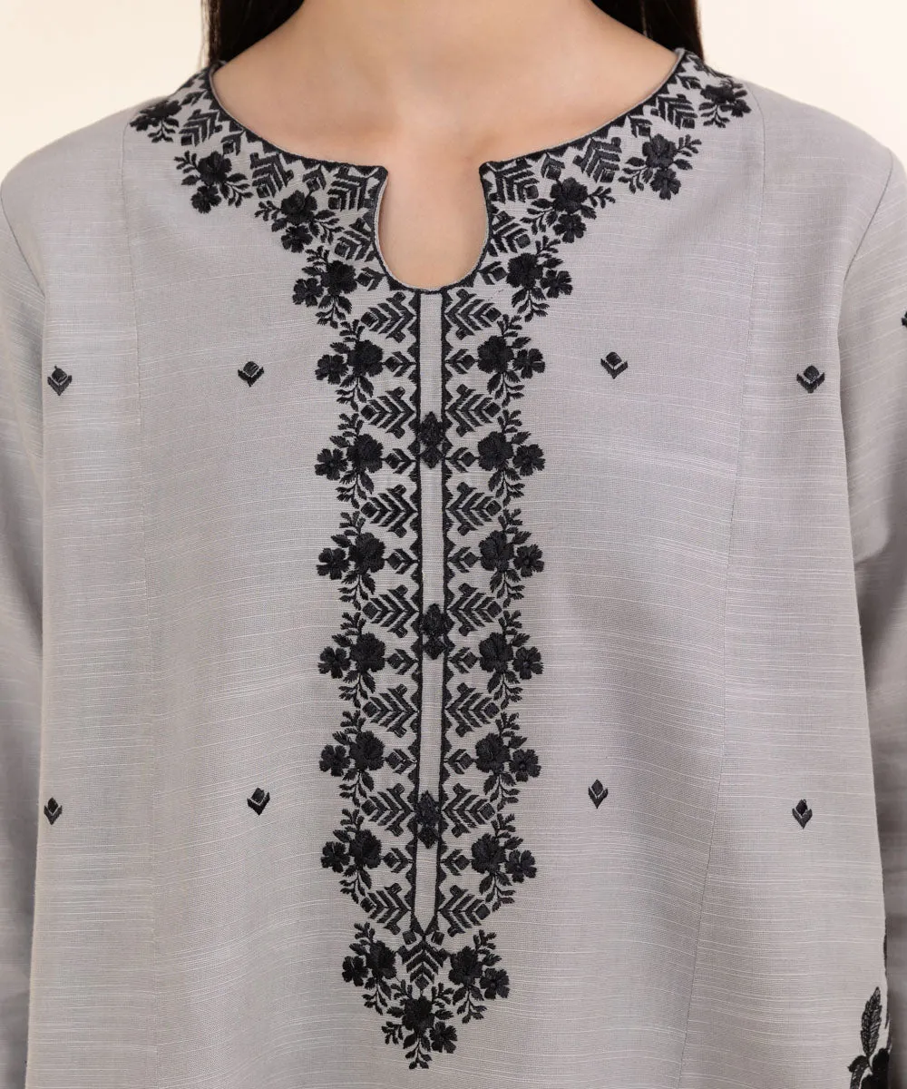 3 Piece - Embroidered Light Khaddar Suit