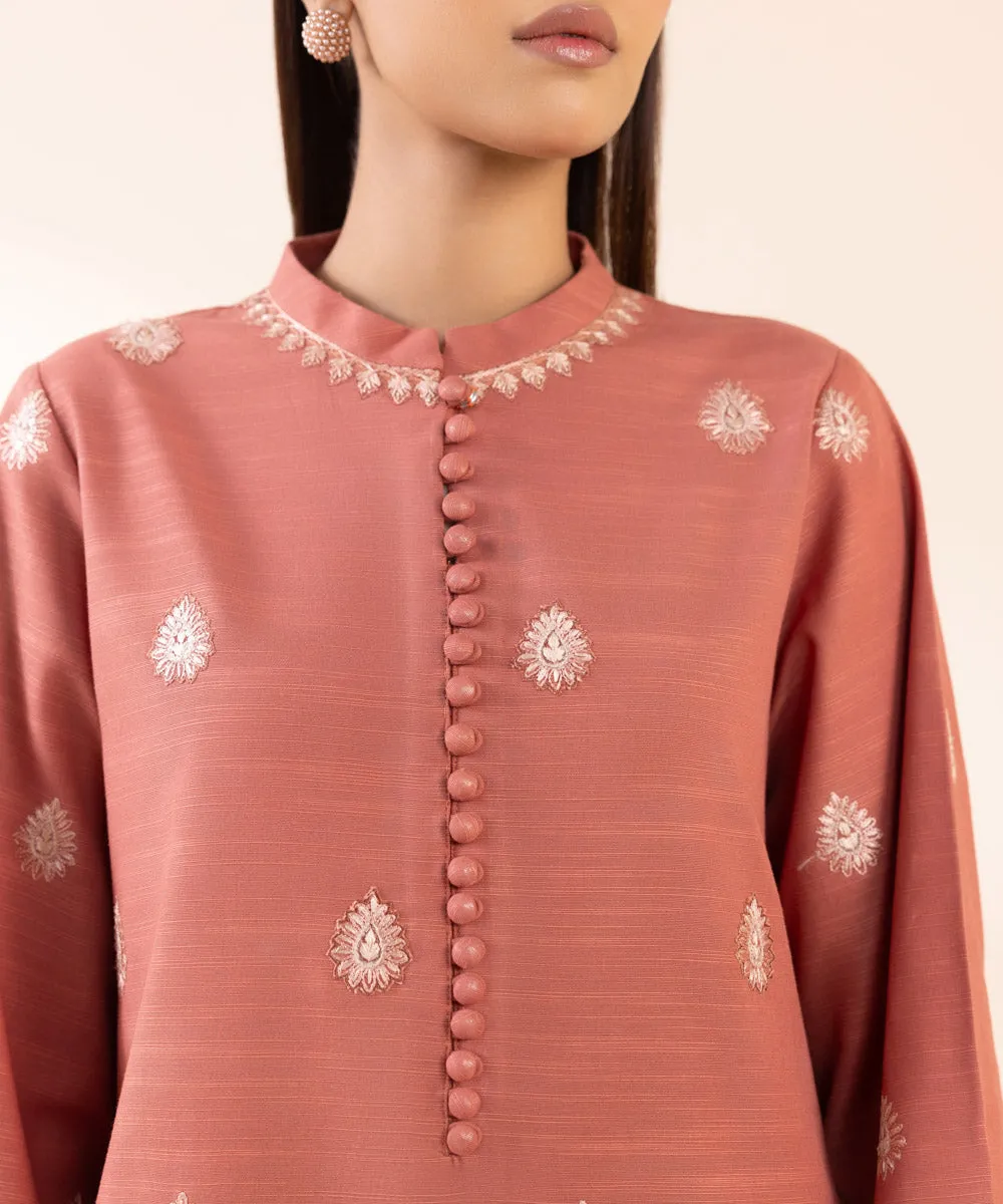 3 Piece - Embroidered Light Khaddar Suit