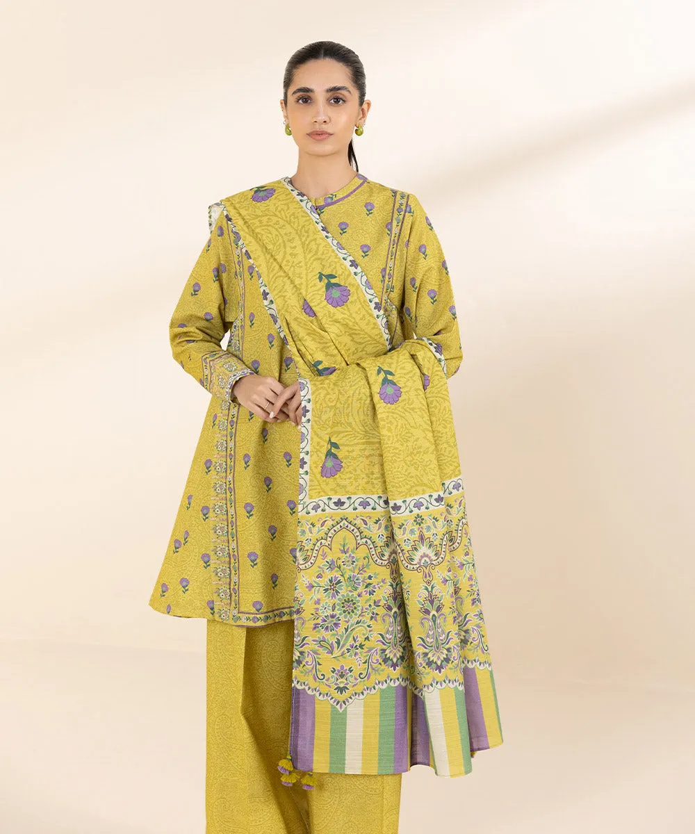 3 Piece - Printed Light Khaddar Suit