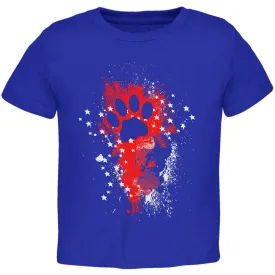 4th of July Kitty Cat Paw Print Stars and Splatters Toddler T Shirt