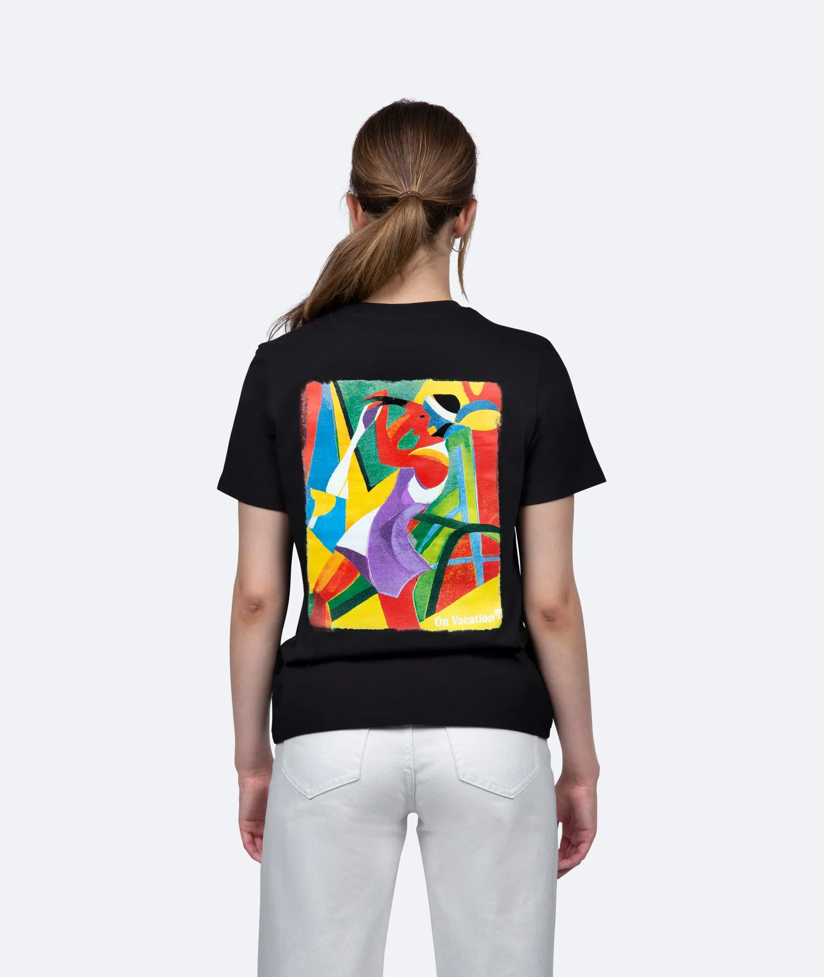 Abstract Tennis Ladies T-Shirt - Black