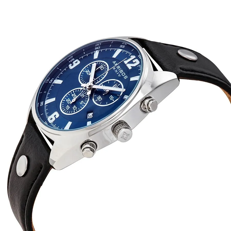 Akribos Xxiv Blue Dial Men's Chronograph Leather Watch AK969BKBU