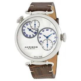 Akribos Xxiv Dual Time Silver Men's Watch AK796SSBR