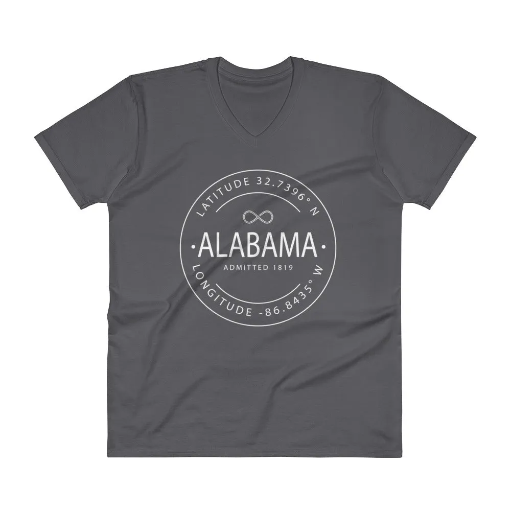 Alabama - V-Neck T-Shirt - Latitude & Longitude