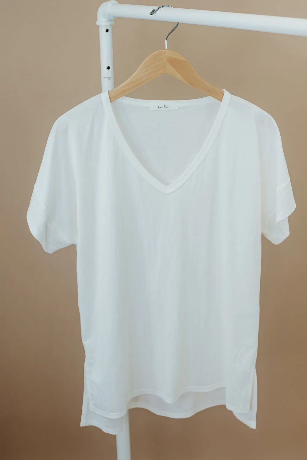 All Basic V Neck Tee, Ivory