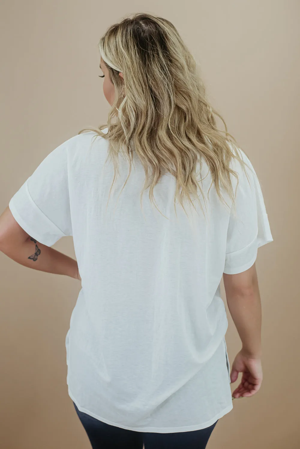 All Basic V Neck Tee, Ivory