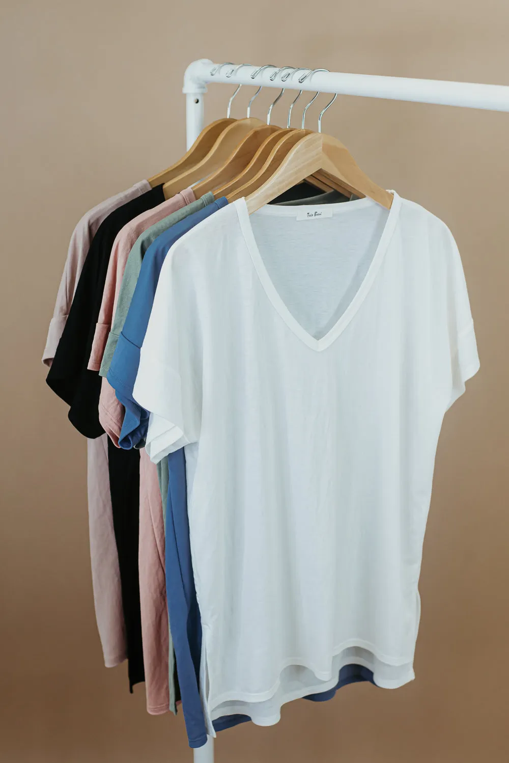 All Basic V Neck Tee, Ivory