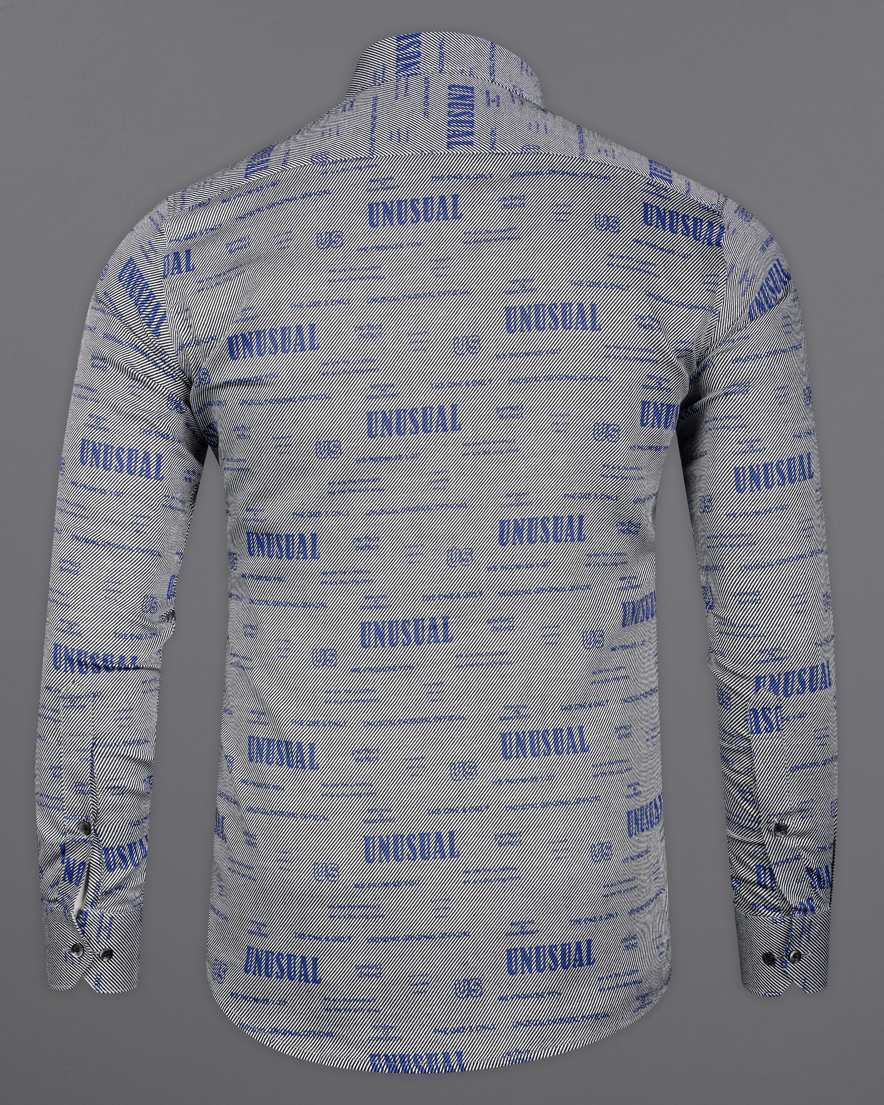 Aluminium Gray and Cerulean Blue Quirky Textured Twill Premium Cotton Shirt