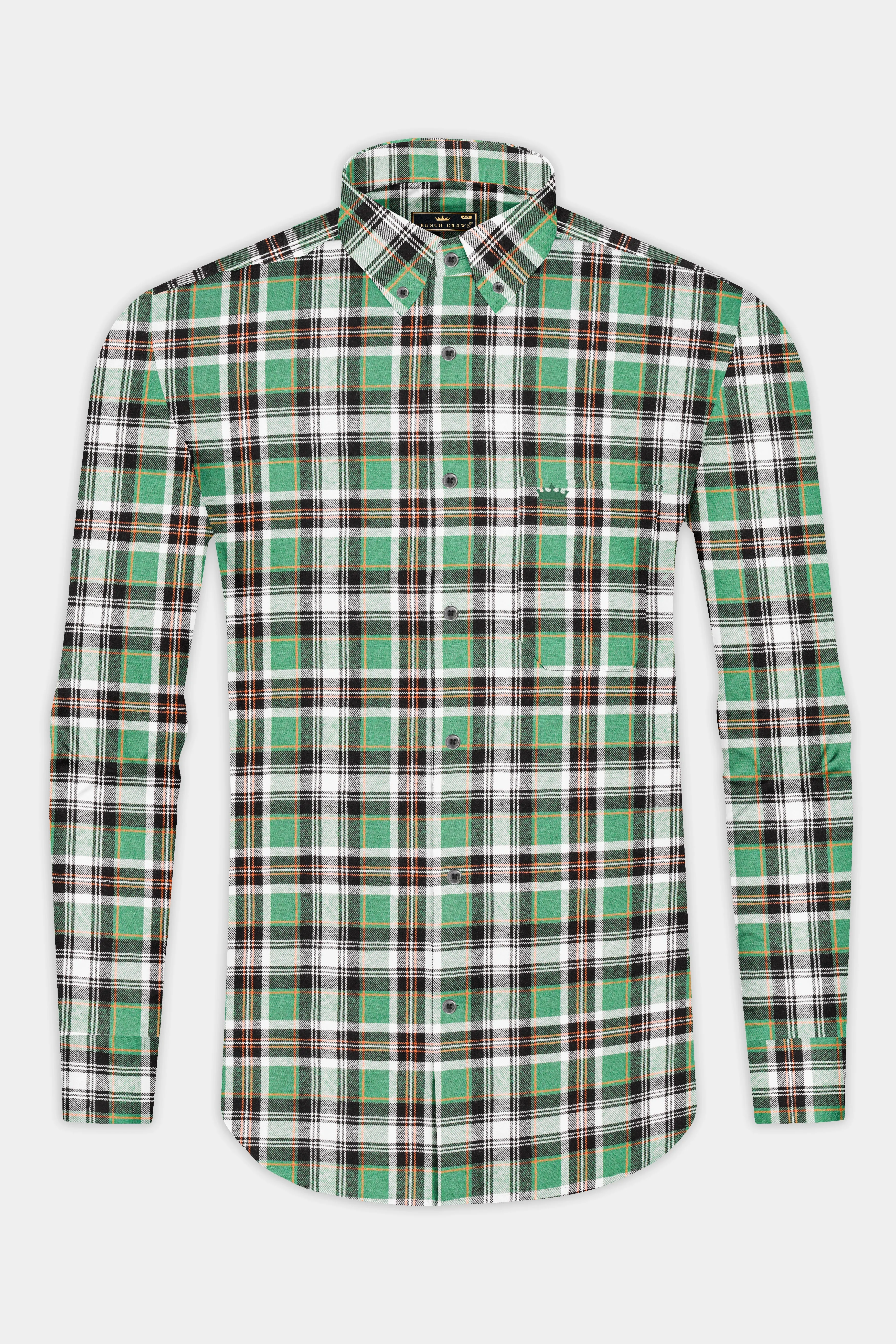 Amulet Green and off white Plaid Flannel Shirt