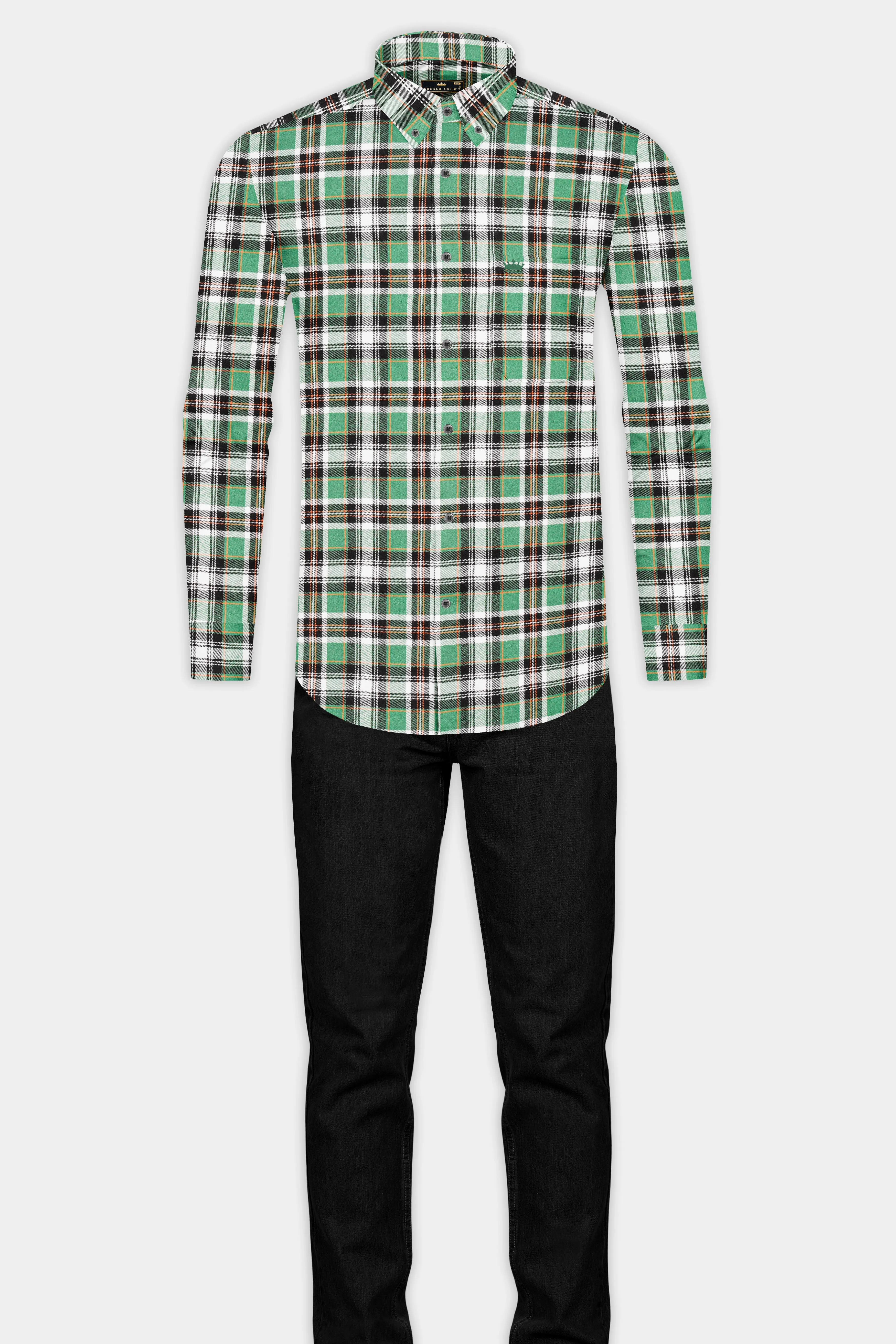 Amulet Green and off white Plaid Flannel Shirt