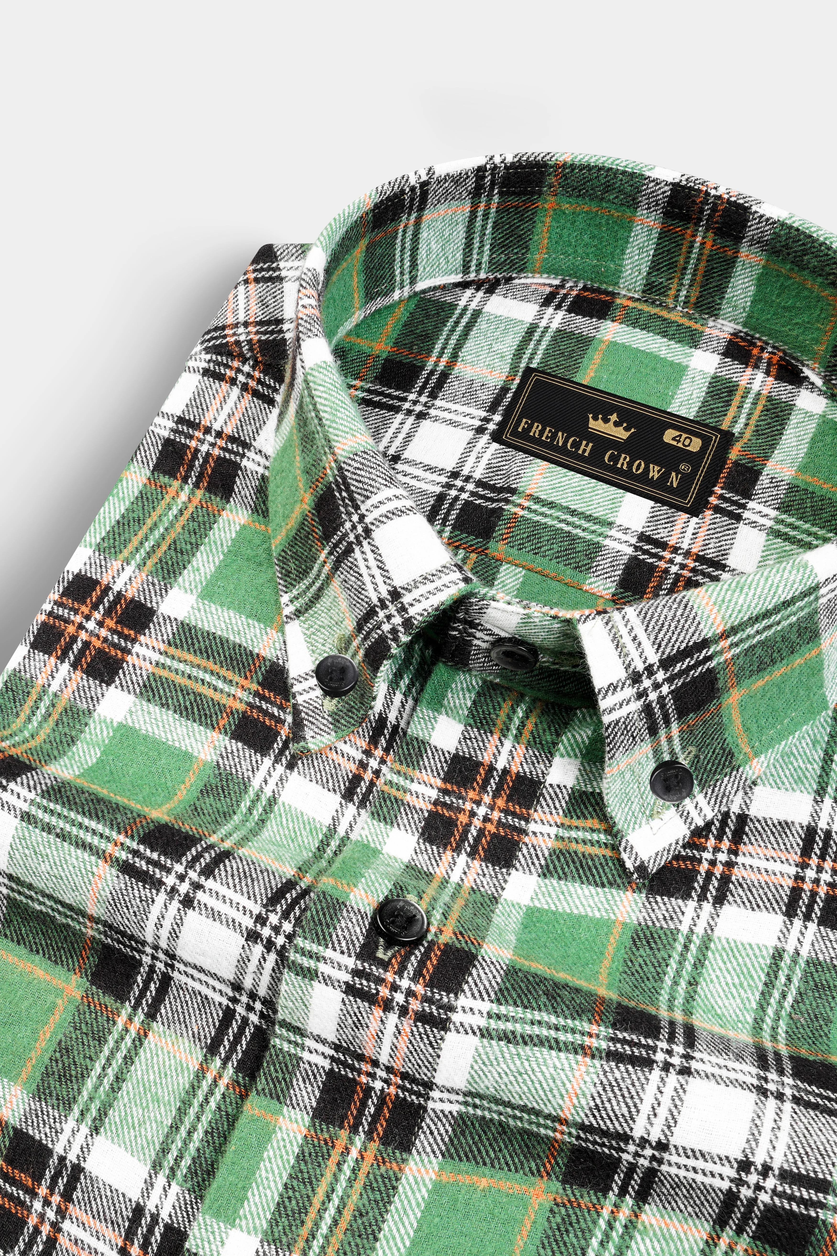 Amulet Green and off white Plaid Flannel Shirt