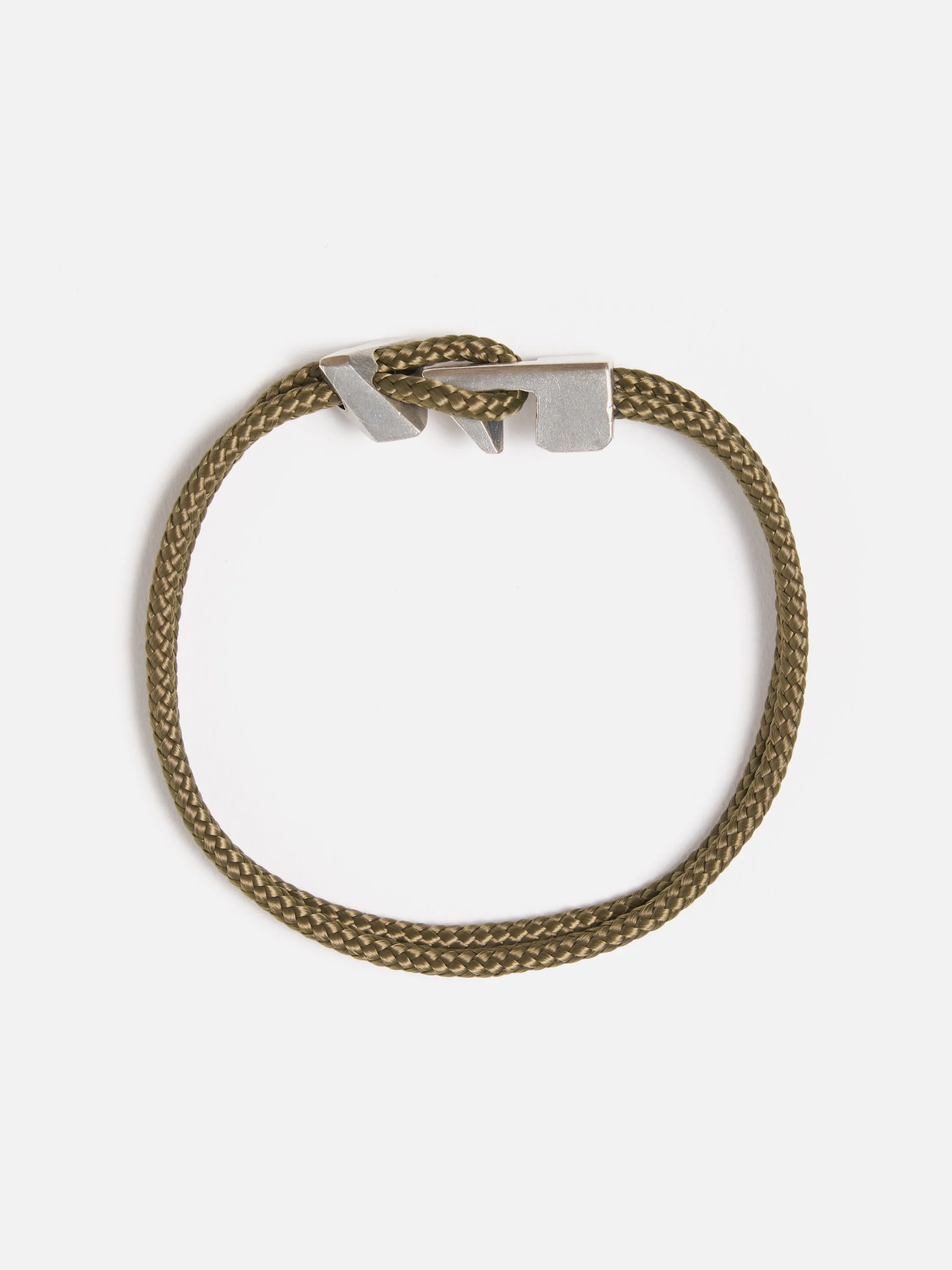 Anchor & Crew Brixham Bracelet in Khaki Green Rope/.925 Silver