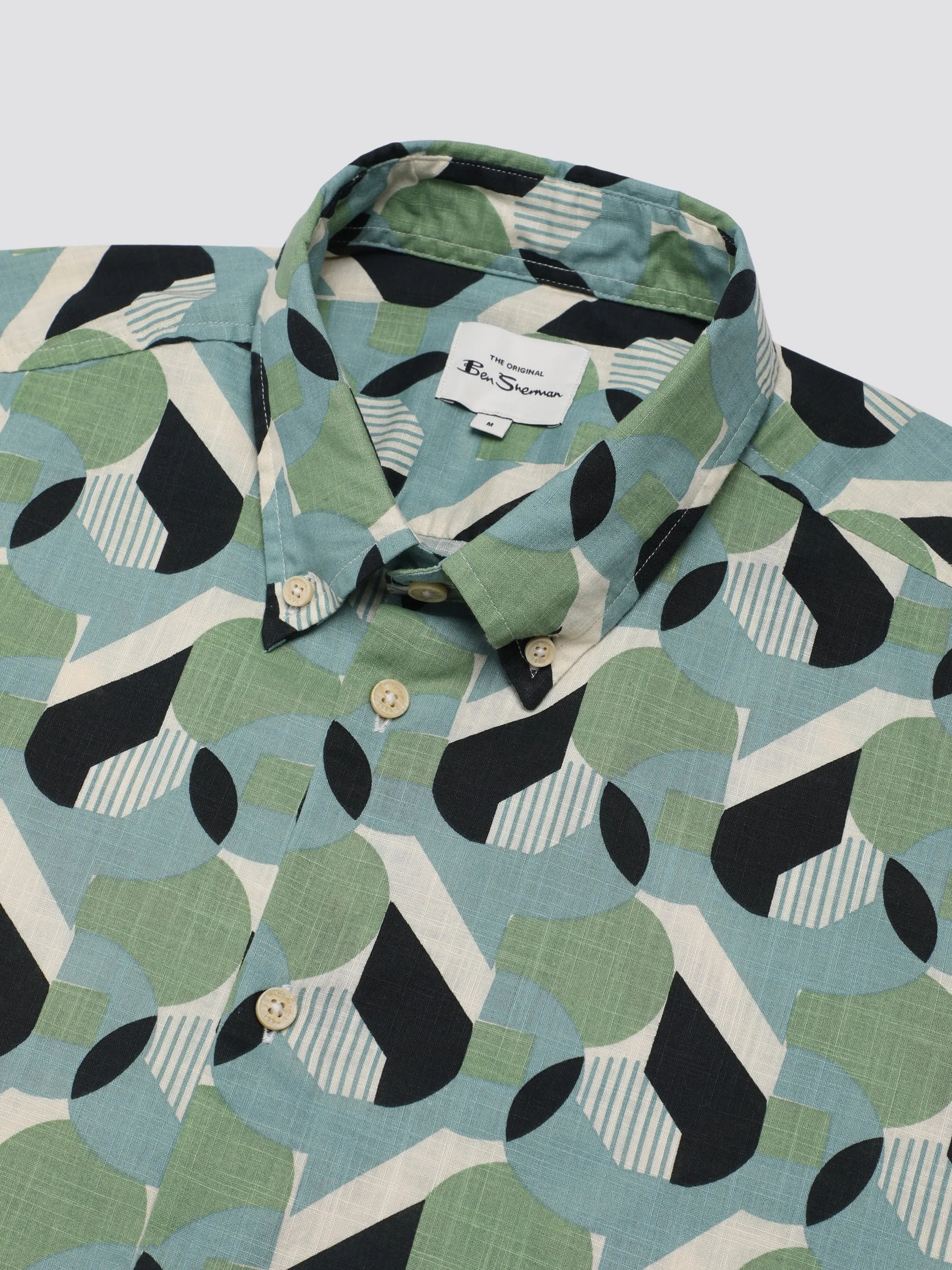 Art Deco Print Shirt - Grass Green