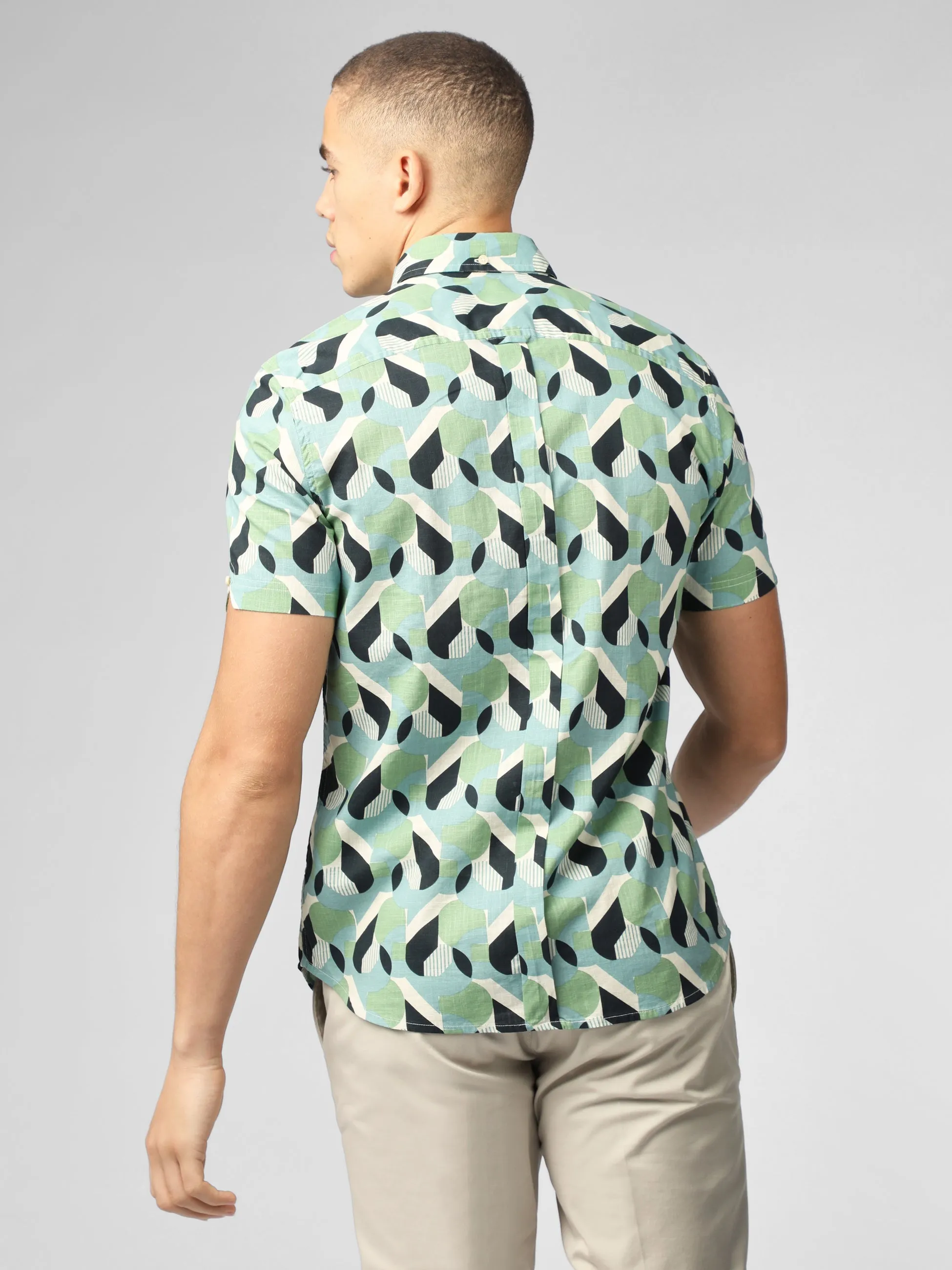 Art Deco Print Shirt - Grass Green