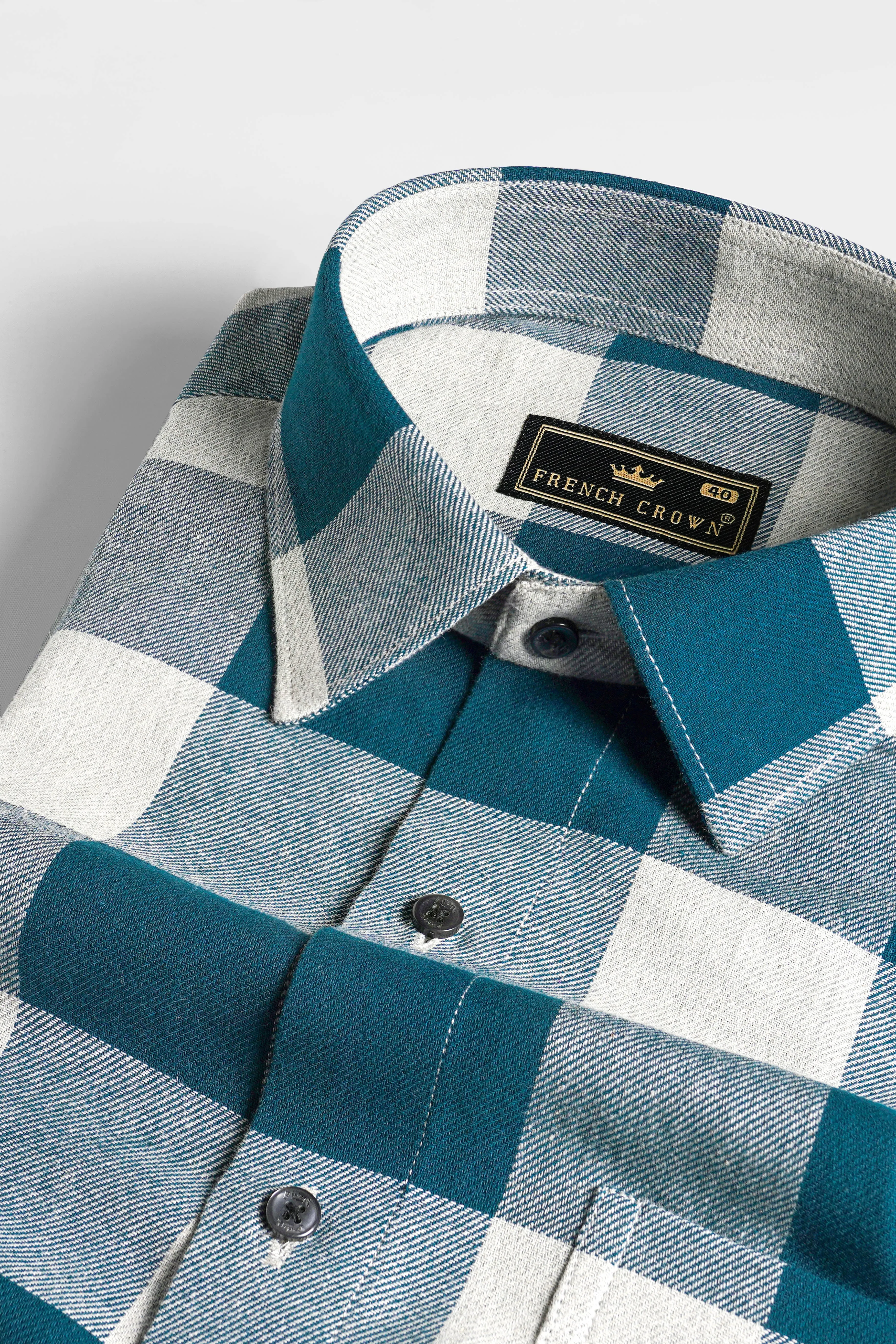 Astronaut Blue and White Checked Twill Premium Cotton Shirt