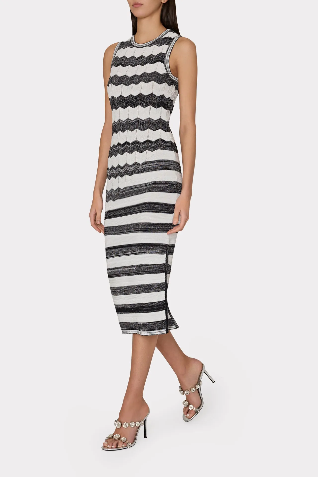 Asymetrical Zig Zag Midi Dress