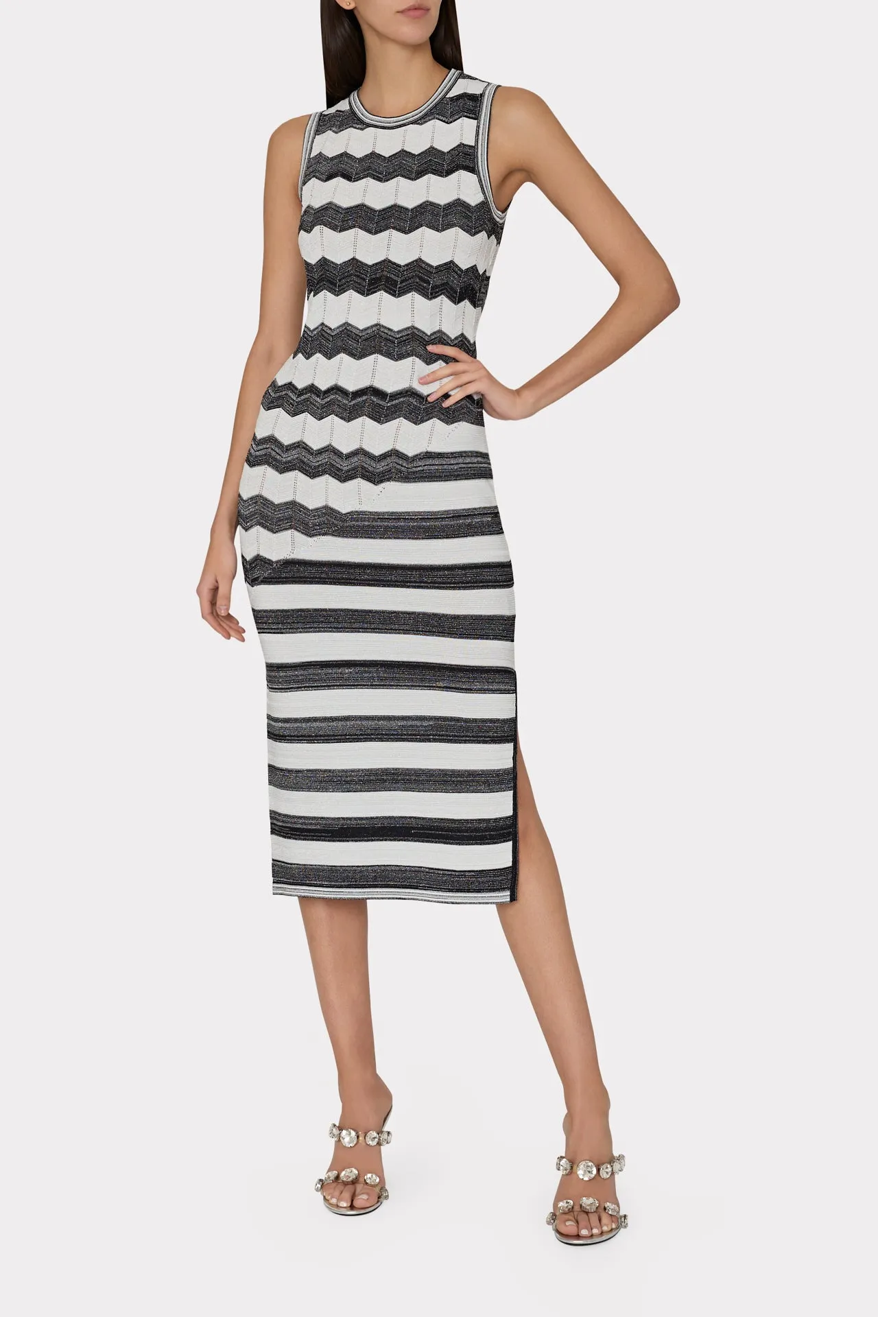 Asymetrical Zig Zag Midi Dress