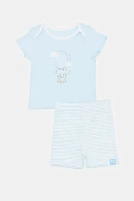 Baby Blue Bear Print Gift Set (2 Piece)