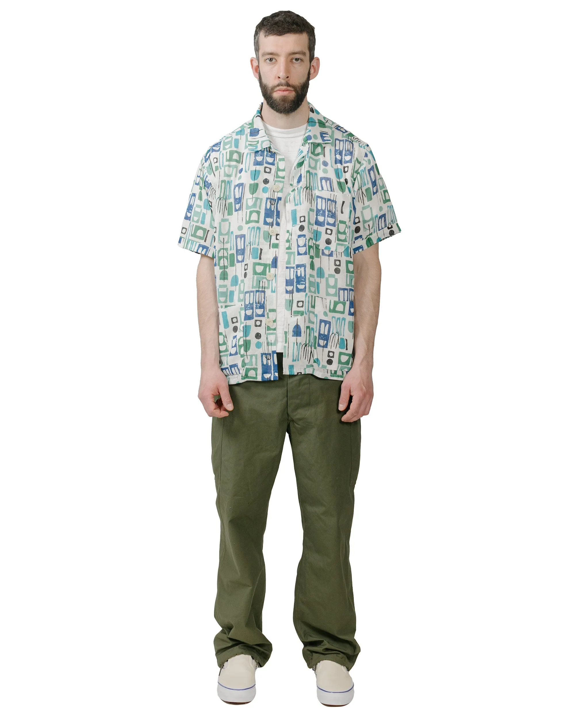 Beams Plus Beach Shirt JKT PE Mesh Print White