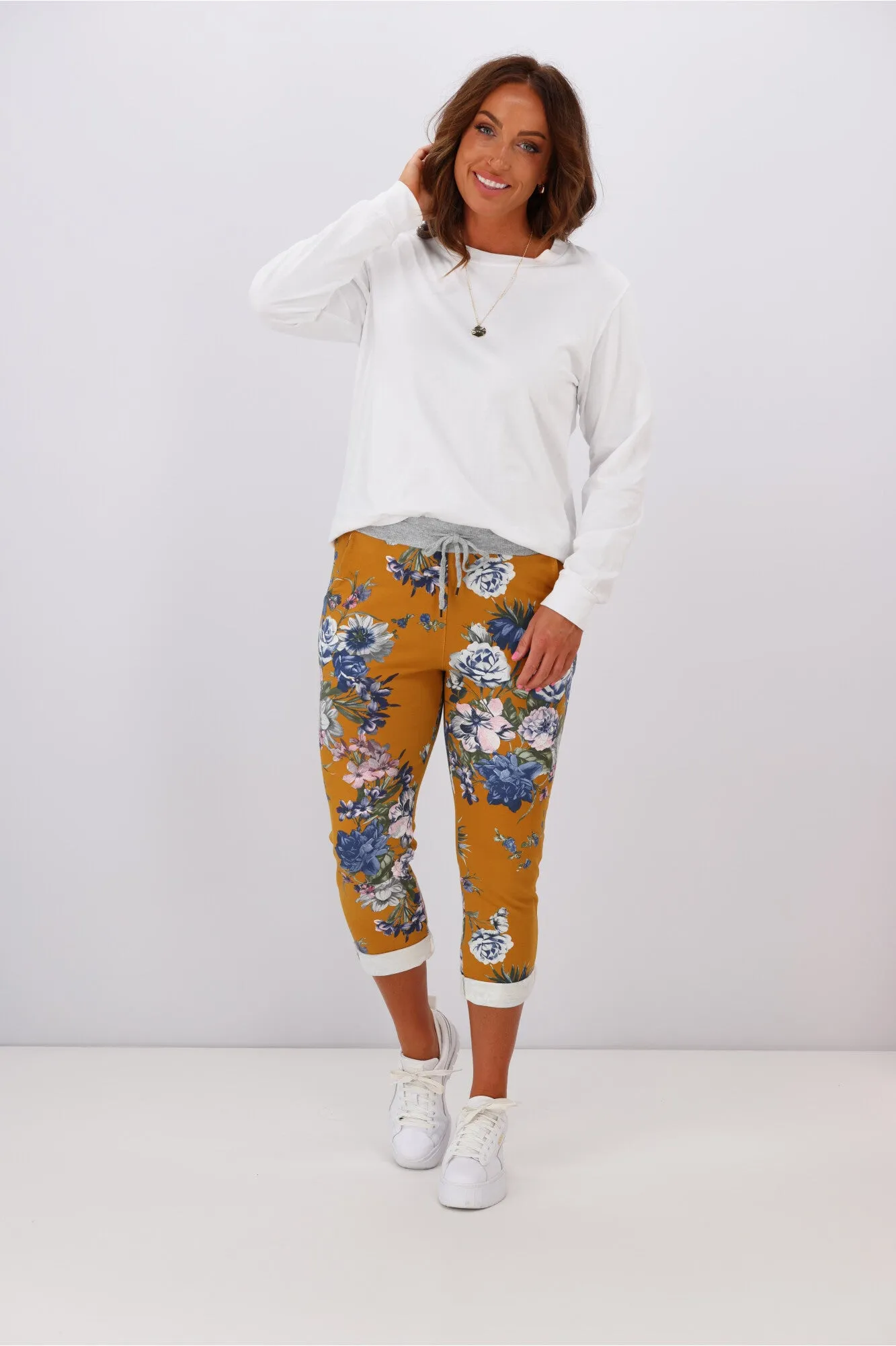 Beau Denver Floral Mustard Trousers