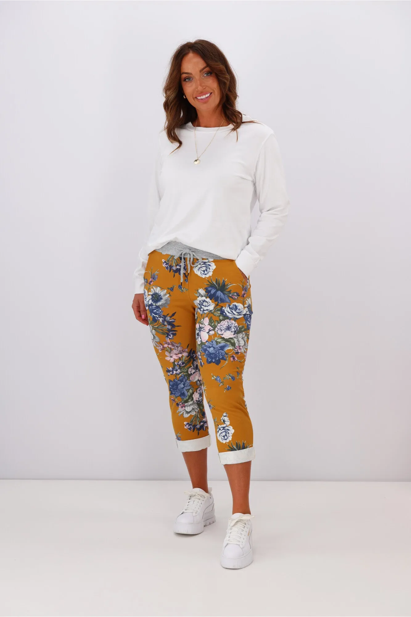 Beau Denver Floral Mustard Trousers