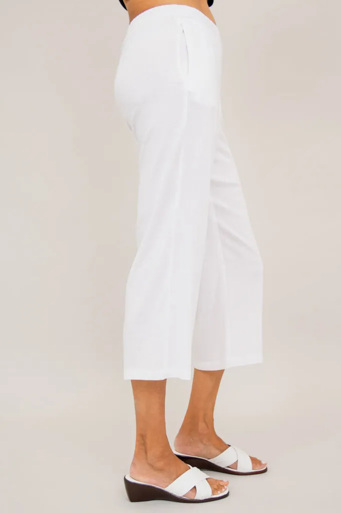 Bella Capri Pant, White, Linen Bamboo