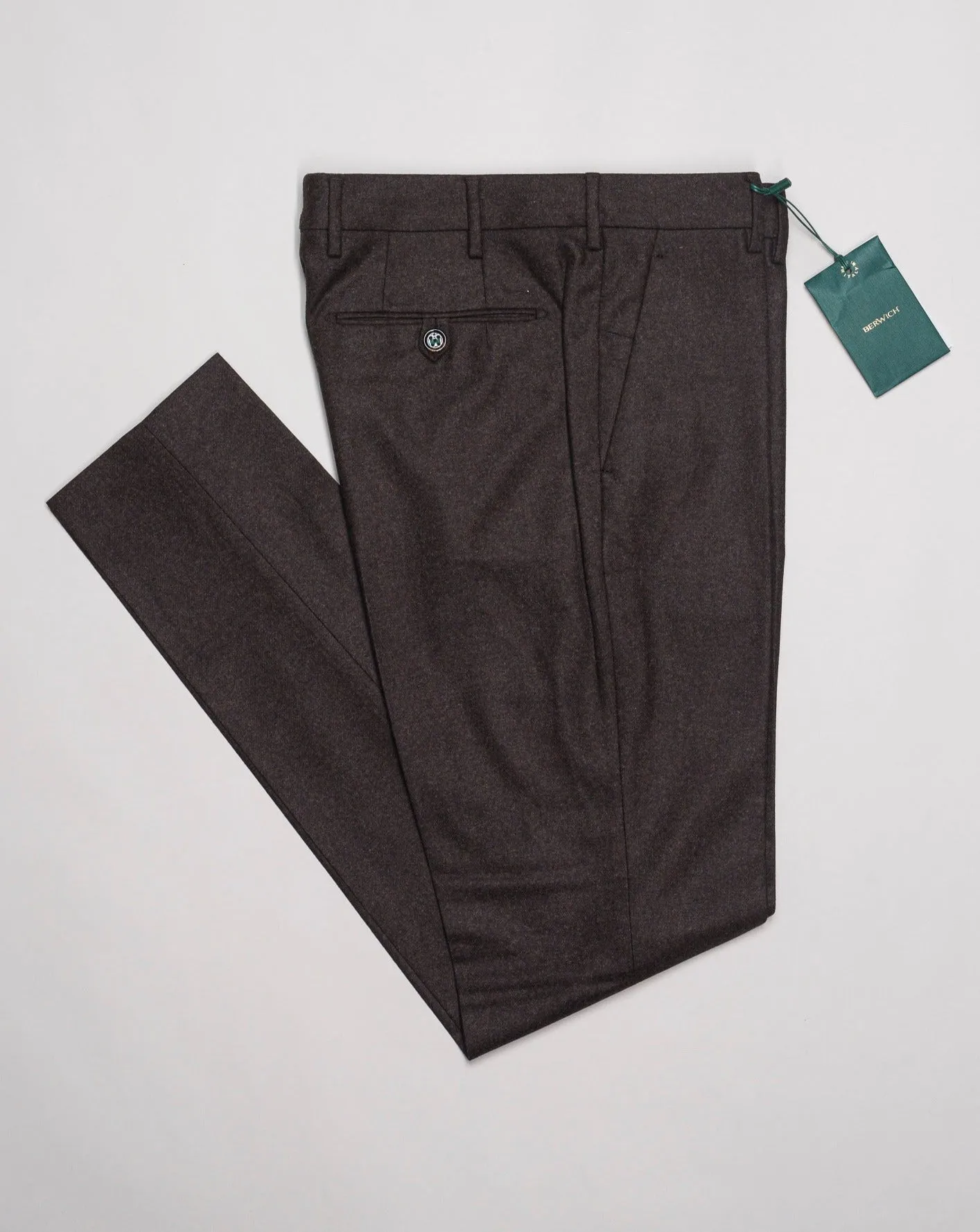 Mens Berwich Morello VBC Brown Flannel Trousers - Stylish and Comfortable