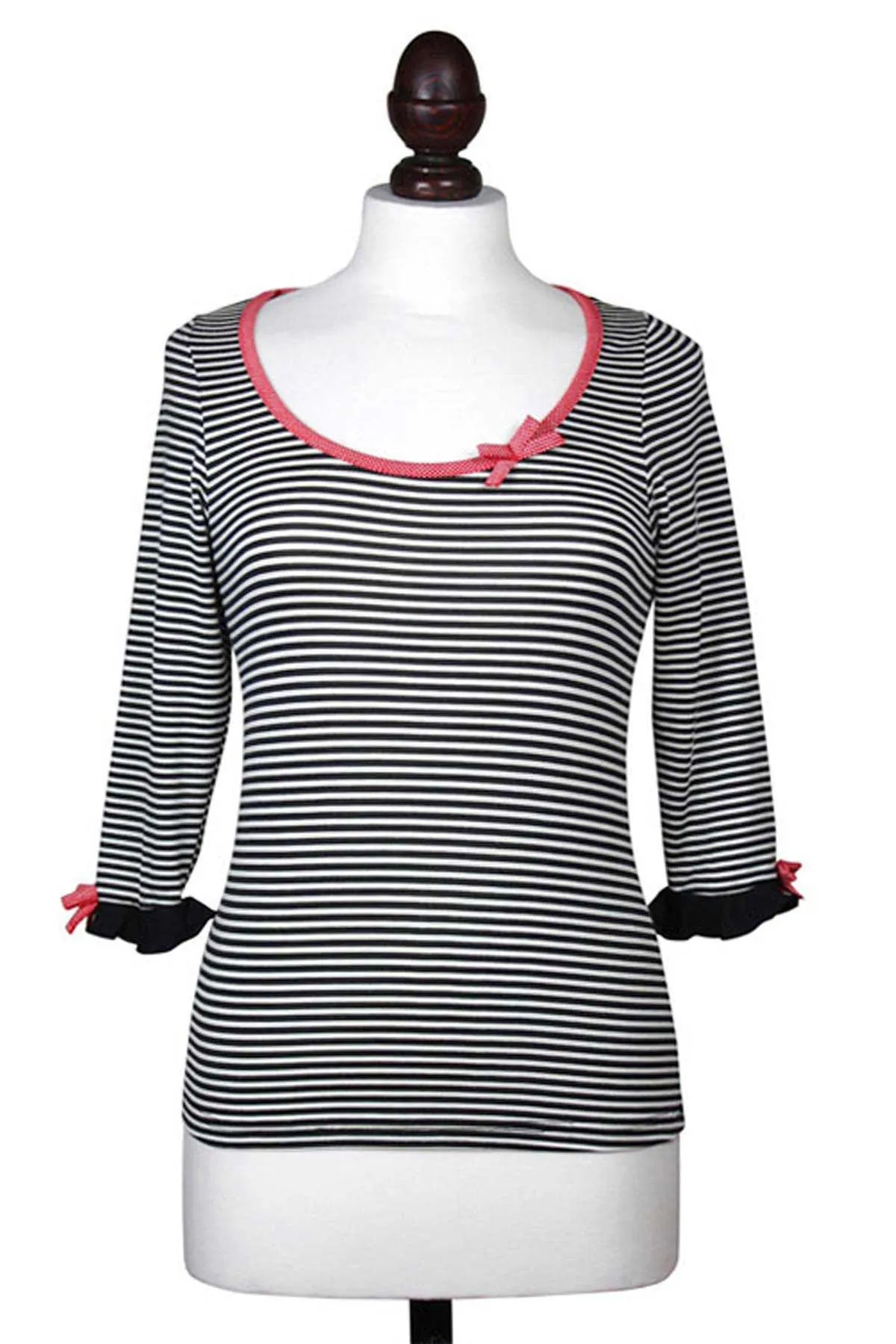 Black and White Striped Jersey Top