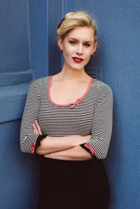 Black and White Striped Jersey Top