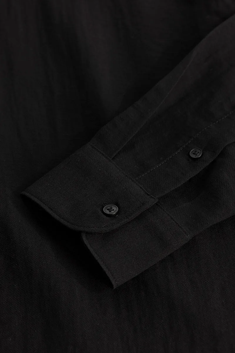 Black Oxford Linen Blend Shirt