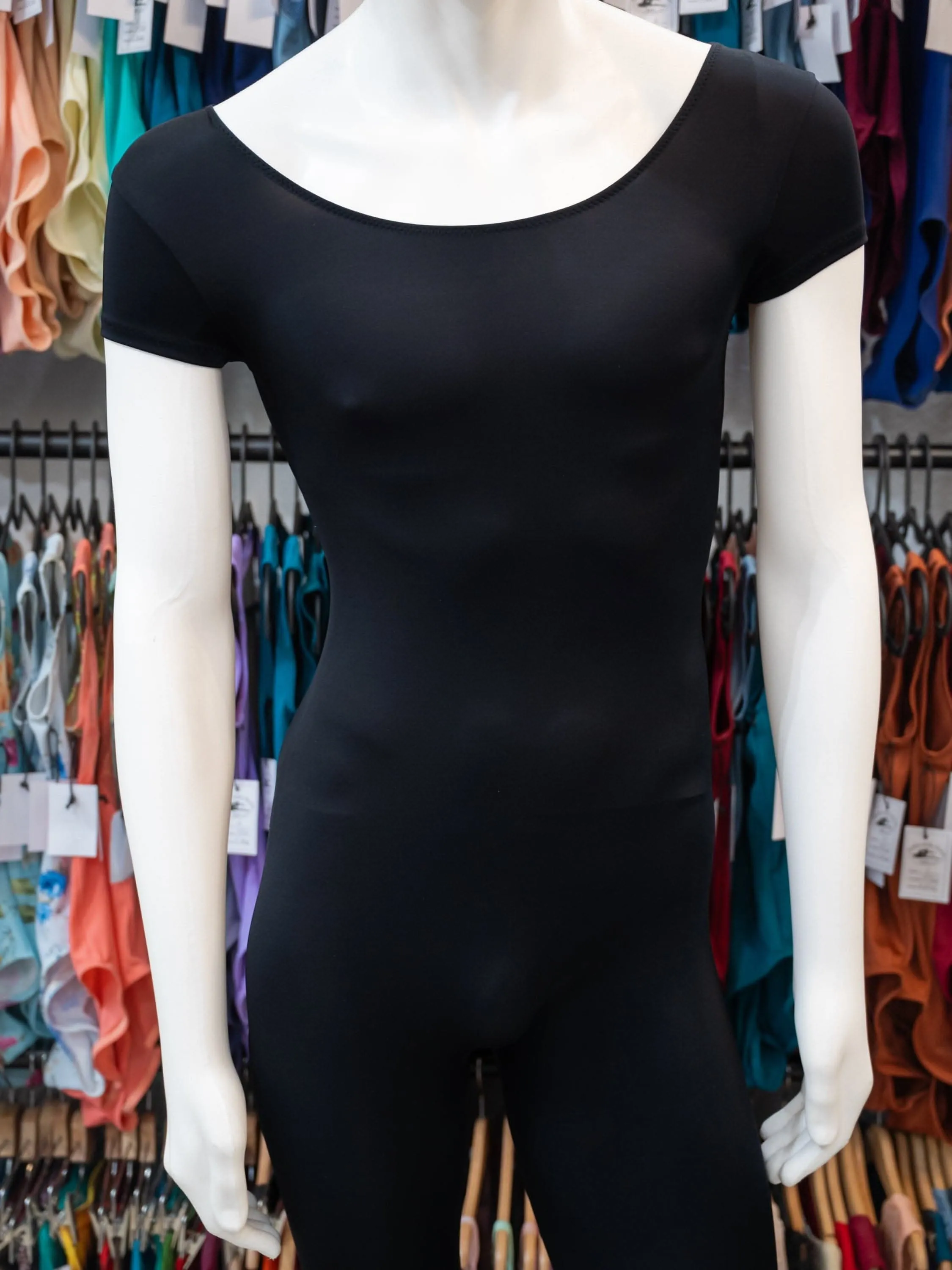 Black Short Sleeve Dance Unitard MP472