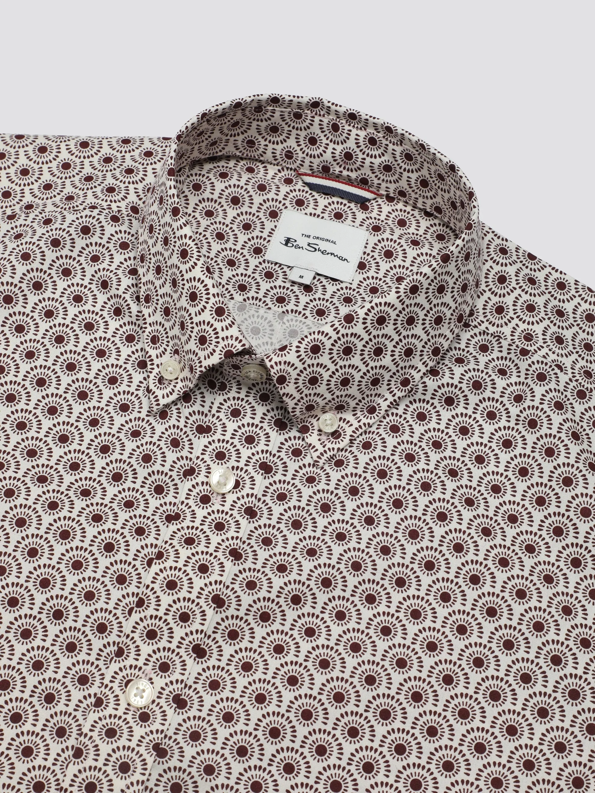 Block Geo Print Shirt - Dark Red