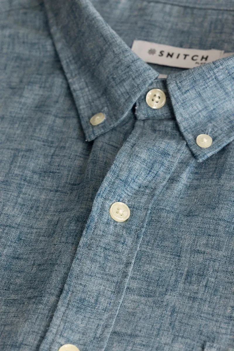 Blue Linen Blend Shirt