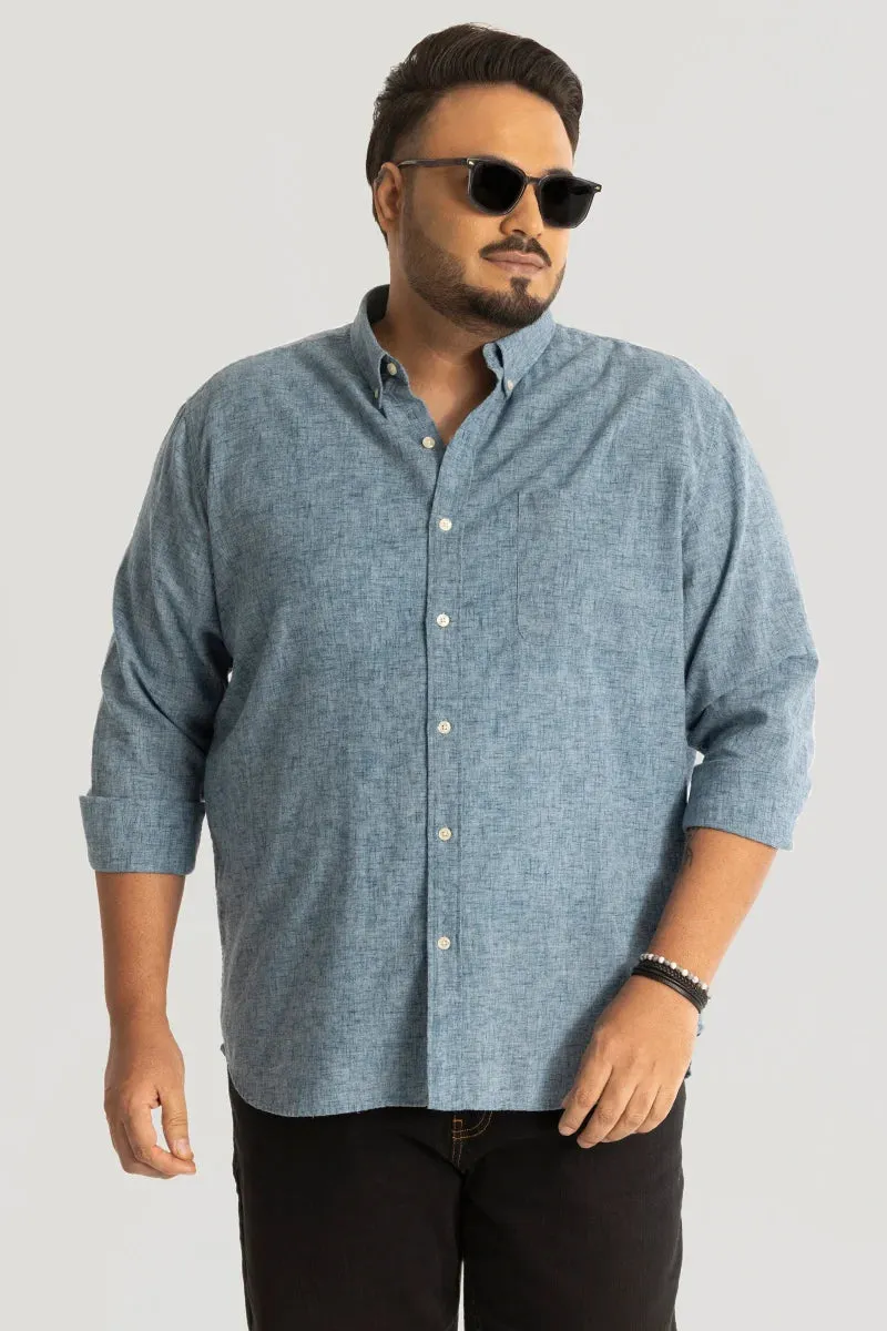 Blue Linen Blend Shirt