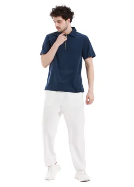 Blue Sapphire Zip polo T-shirt