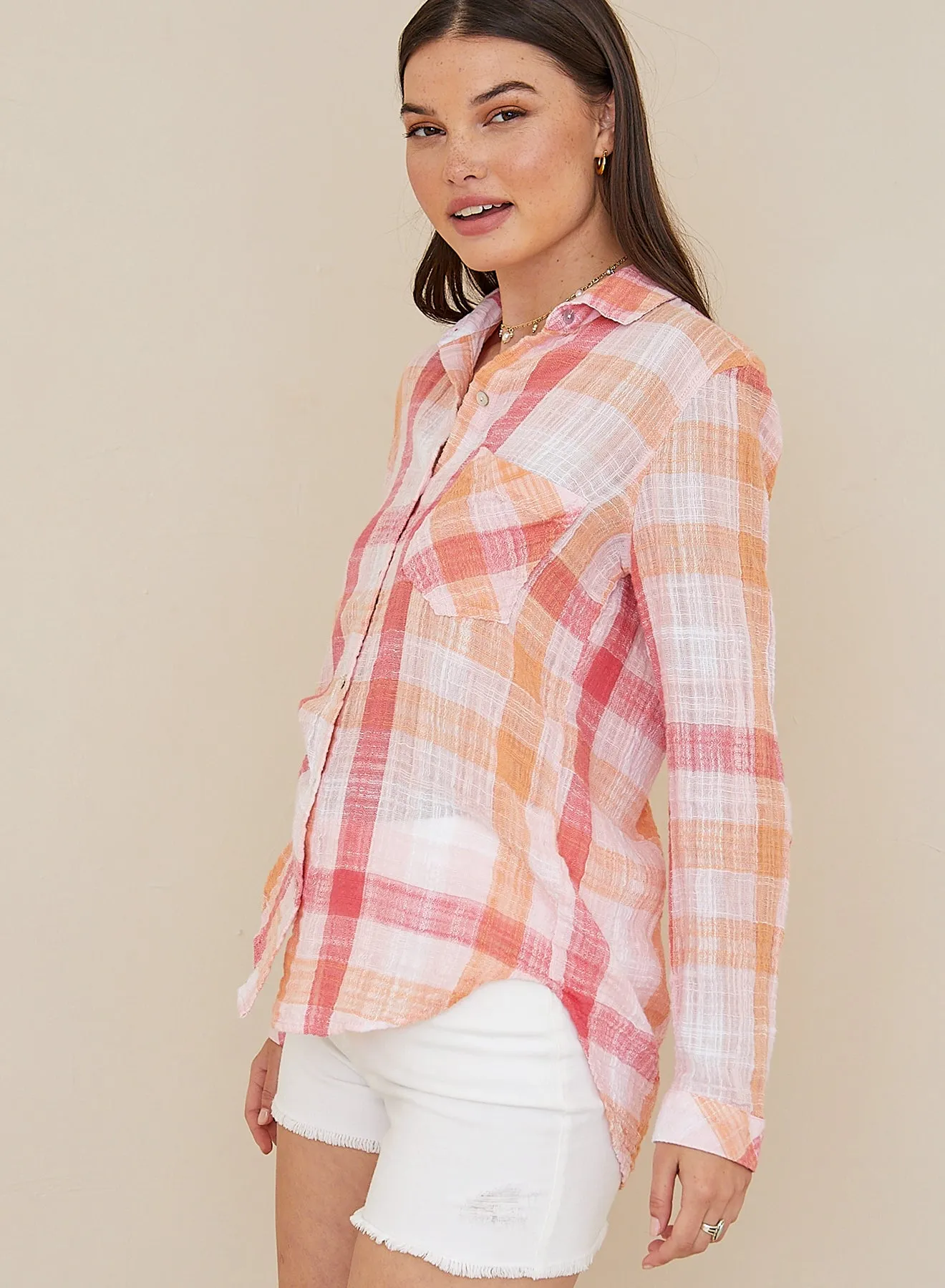 Brentwood Top - Summer Sunset Plaid