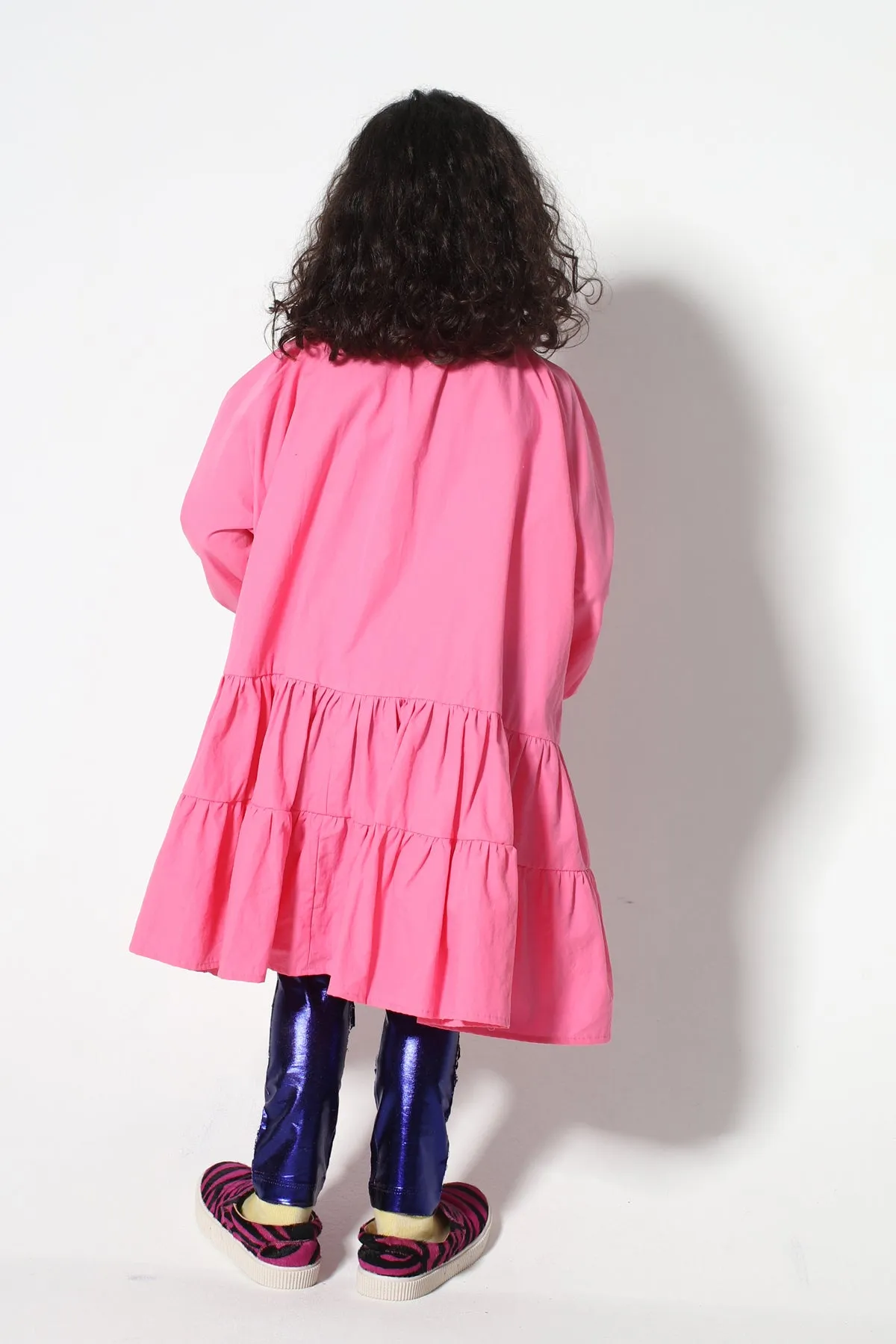 BRIGHT PINK LOOSE GATHERED DRESS