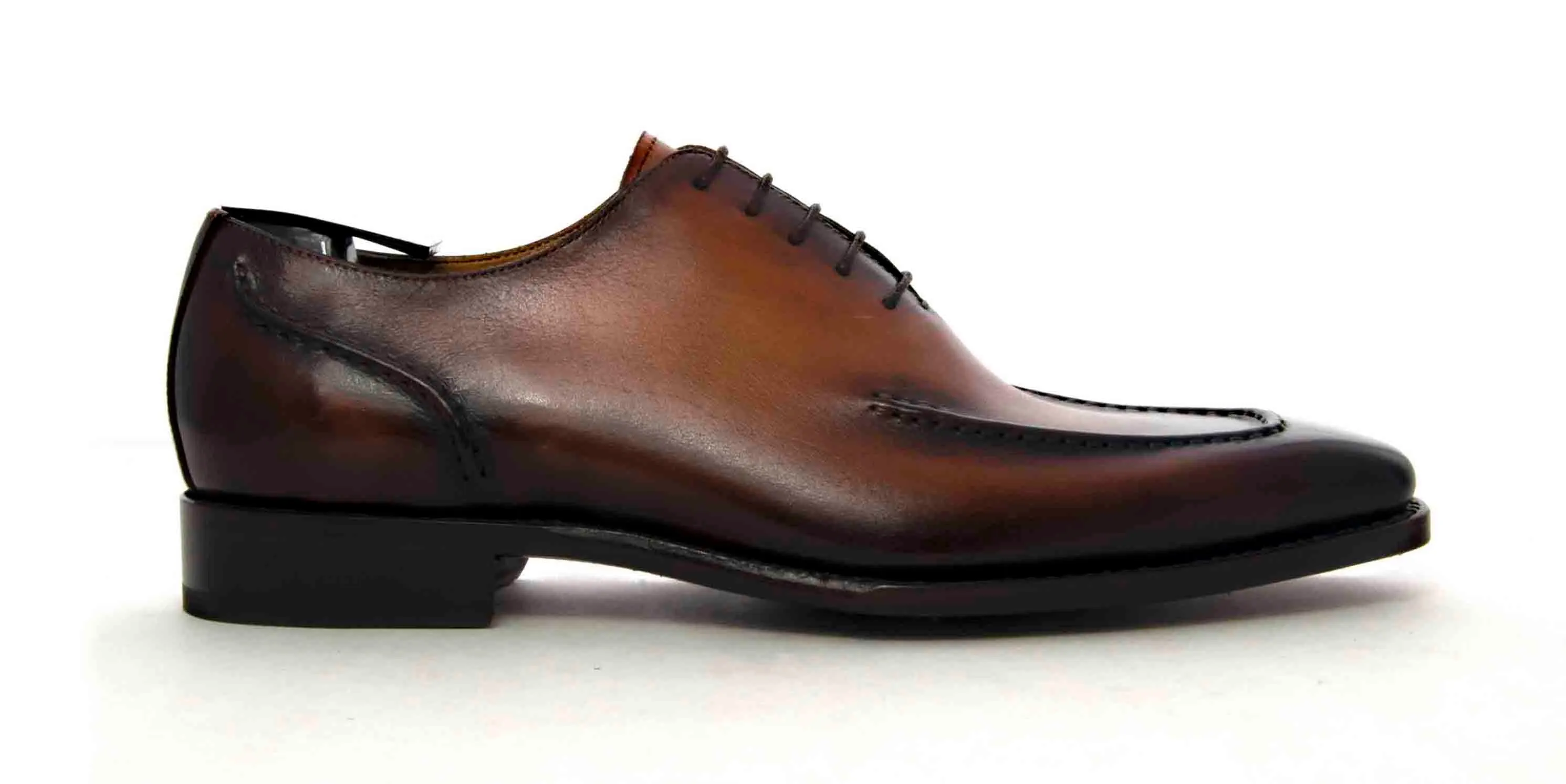 Caramel Burnished Calfskin Arthur Lace-Up Oxford Shoes