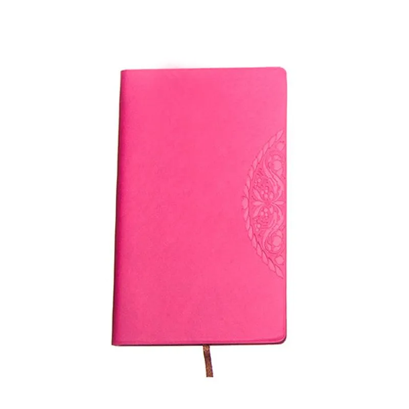 Business Notebook With Embossed Flower Pattern On Pu Leather Cover