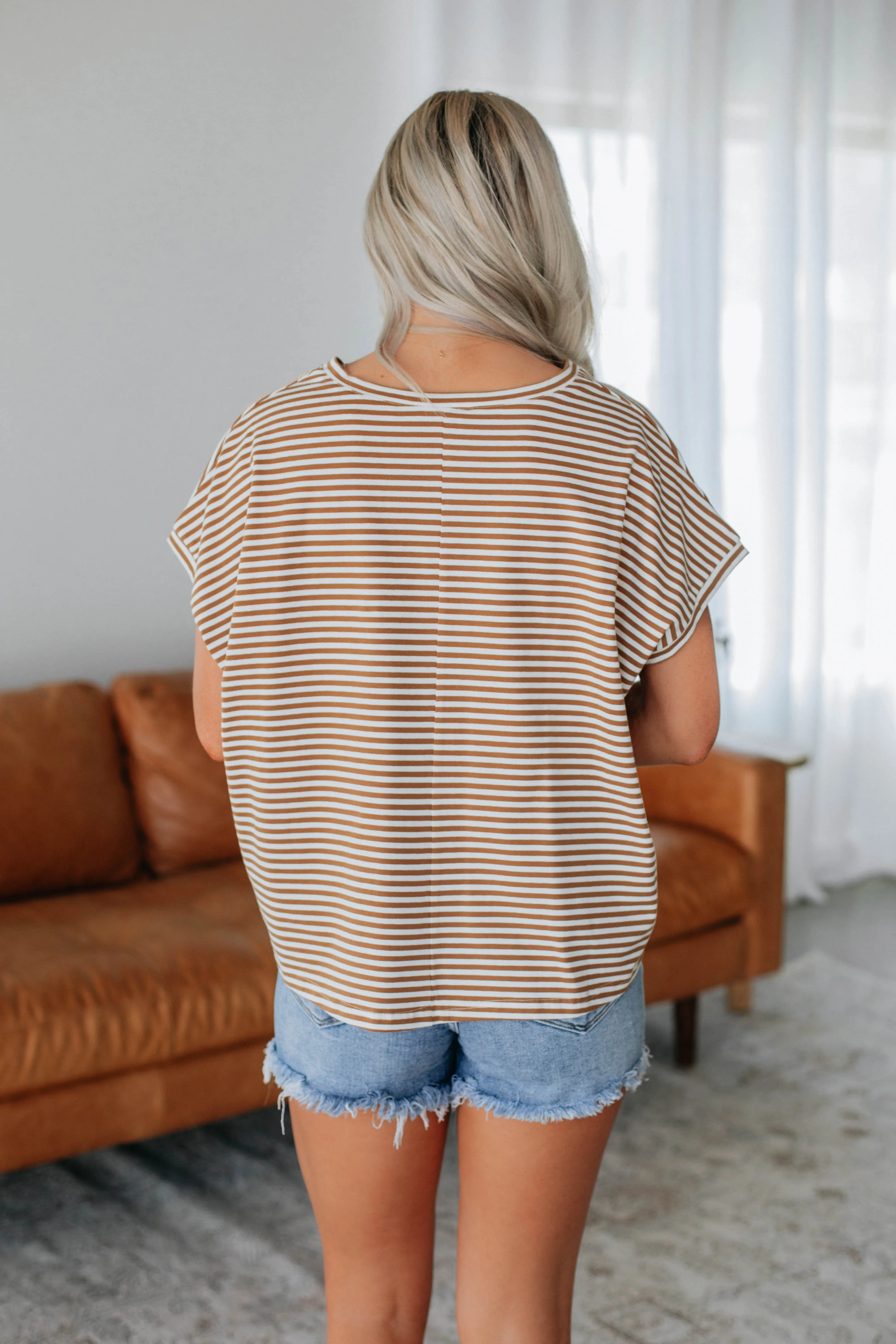 Calvin Striped Top - Toffee