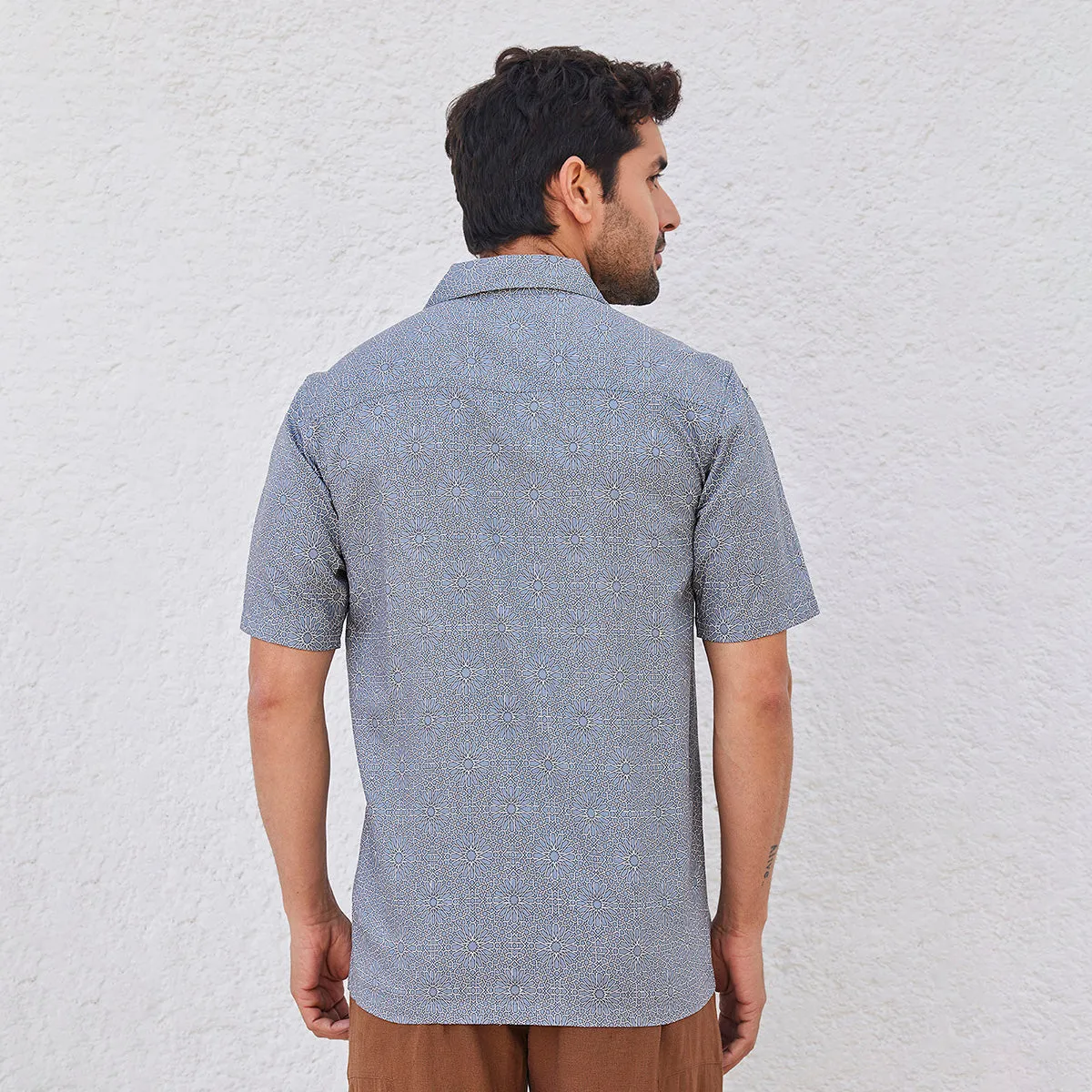 Casual Shirt for Men | Organic Cotton Tencel | Half Sleeves | Grey