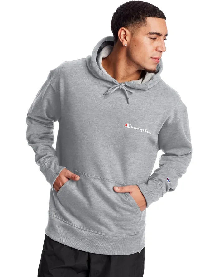 Champion Men's Powerblend Fleece Hoodie Script Logo Oxford Gray GF89H Y08160 1IC