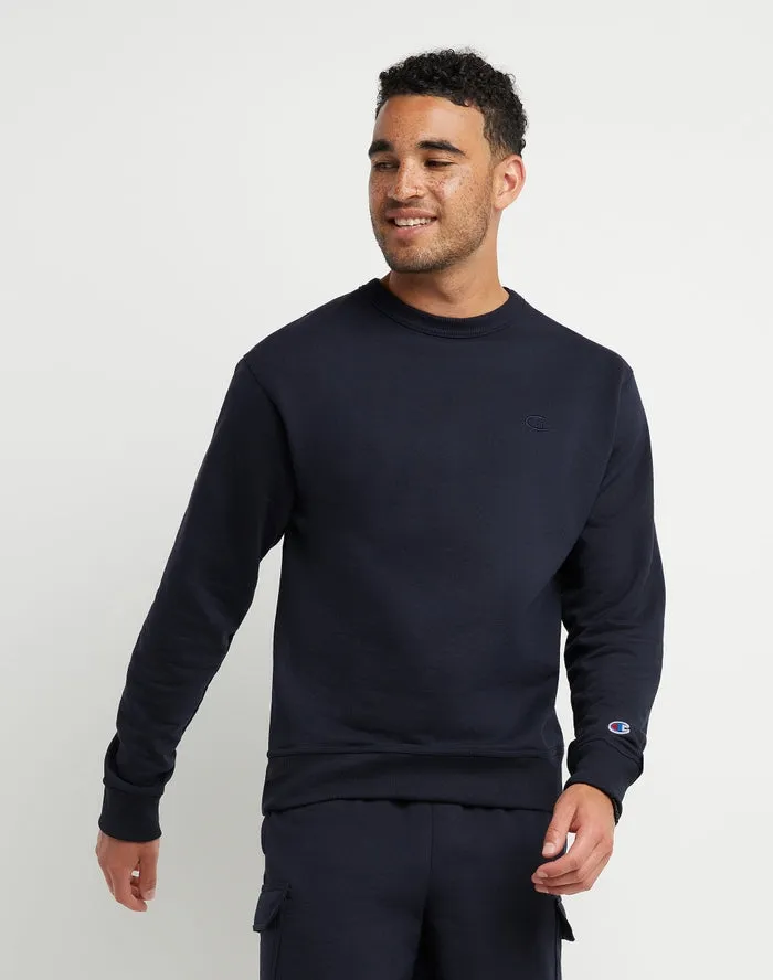 Champion Men's Powerblend Fleece Pullover Crew C Logo Navy S0888 407D55 031