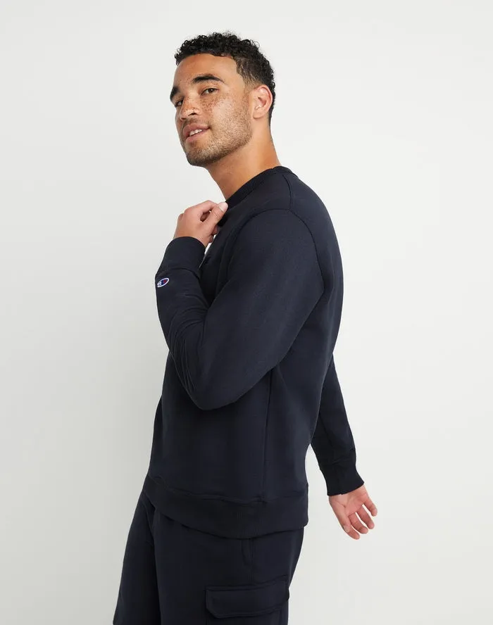 Champion Men's Powerblend Fleece Pullover Crew C Logo Navy S0888 407D55 031