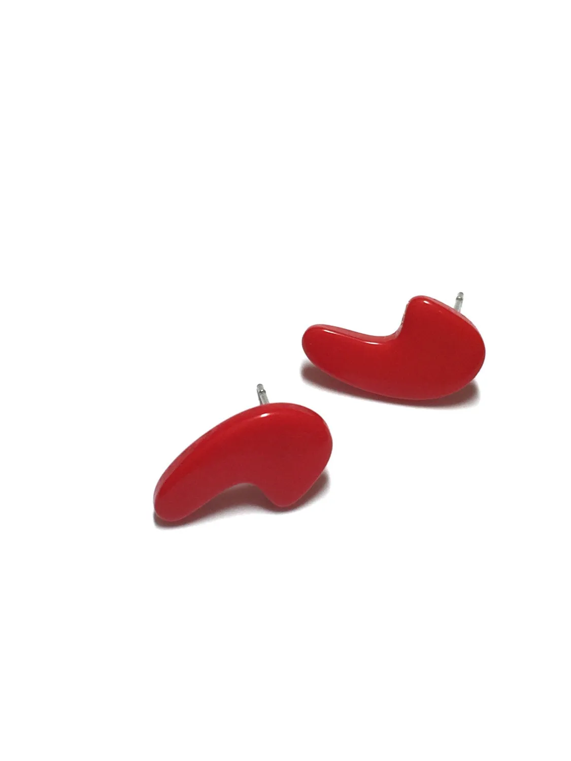 Cherry Red Mod Swish Stud Earrings | for punctuation lovers