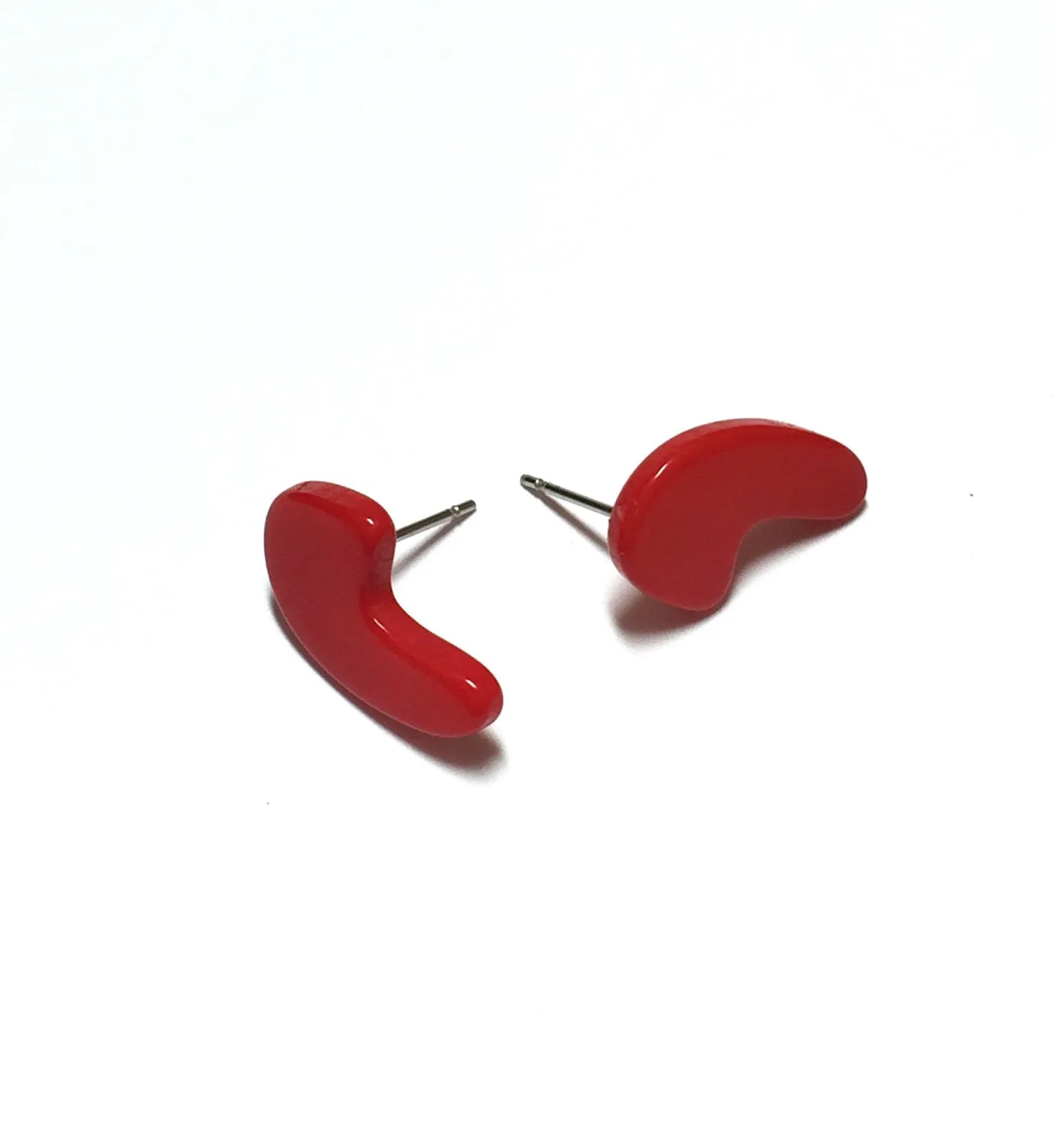 Cherry Red Mod Swish Stud Earrings | for punctuation lovers