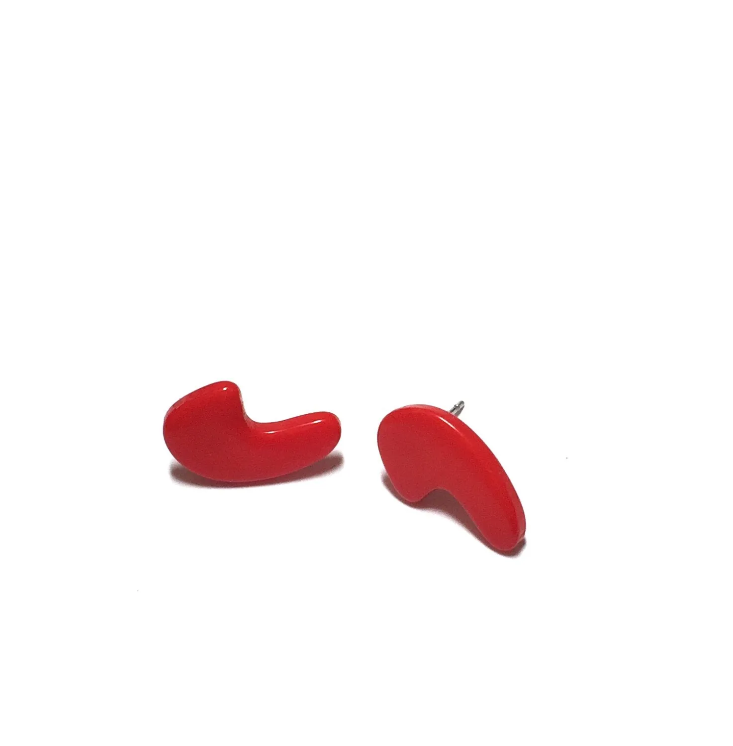 Cherry Red Mod Swish Stud Earrings | for punctuation lovers