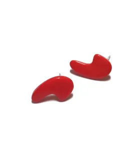 Cherry Red Mod Swish Stud Earrings | for punctuation lovers